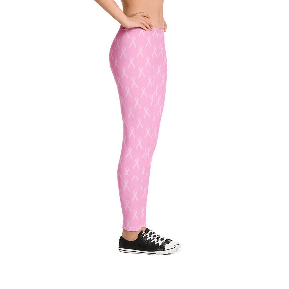 Cancer Pink Ribbon Leggings - Sport Finesse