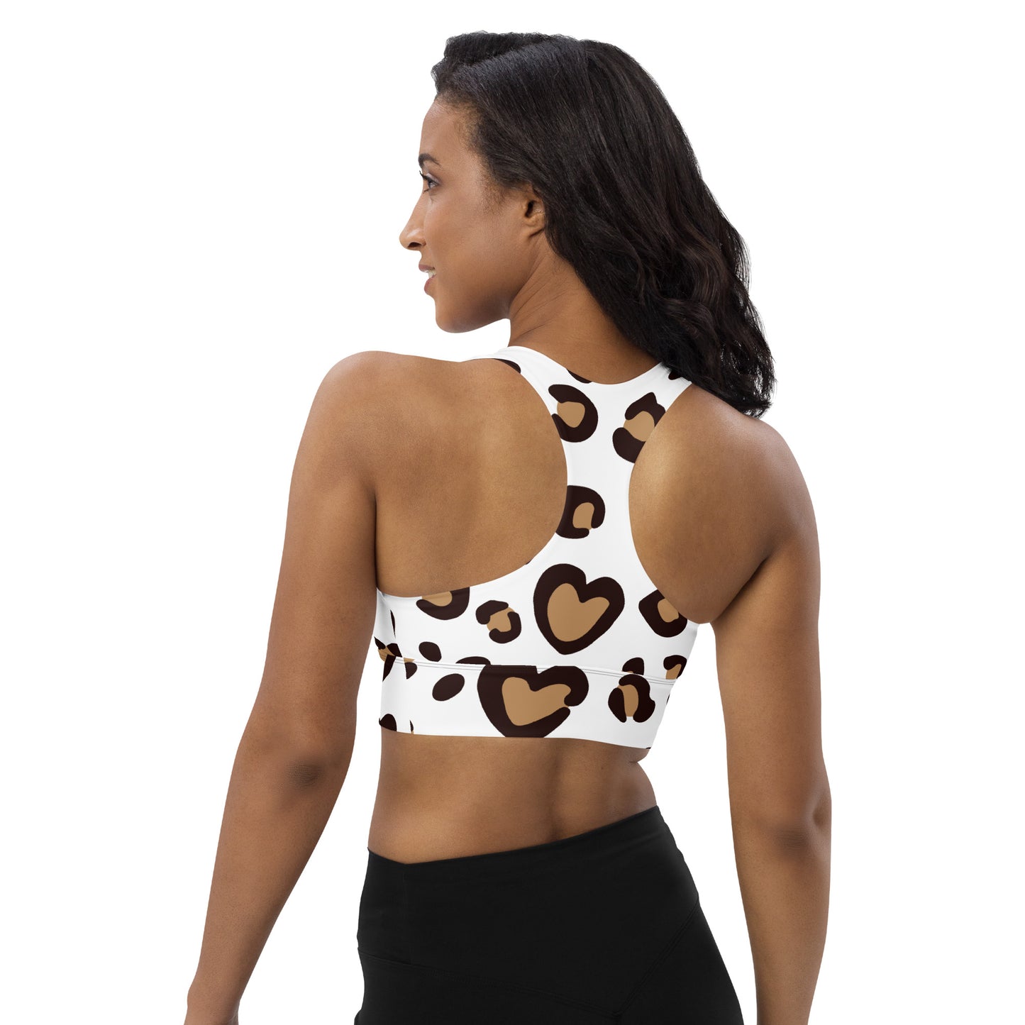 Heart Leopard Print Longline sports bra - Sport Finesse