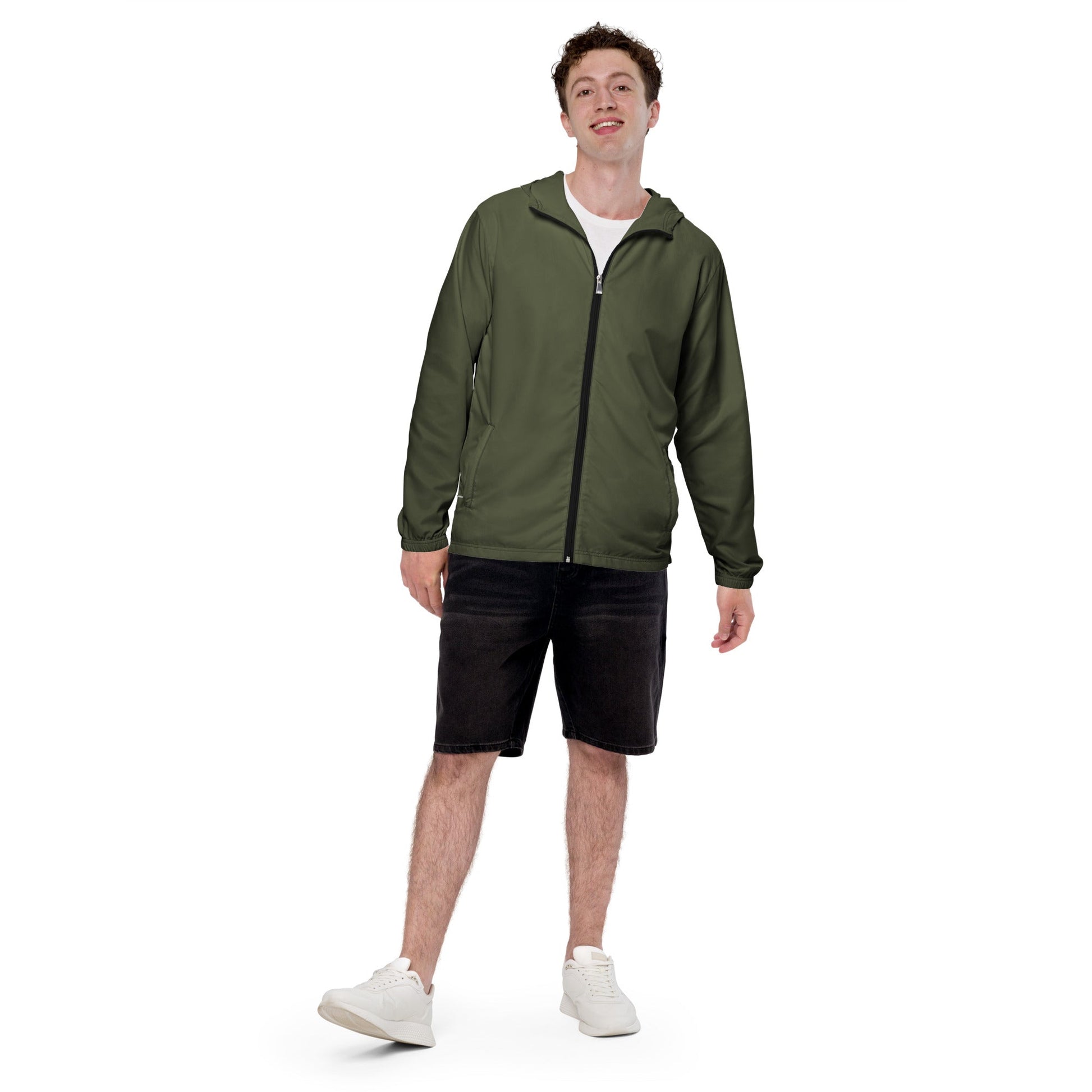 Solid Color Mens Windbreaker - Olive / XS - Sport Finesse