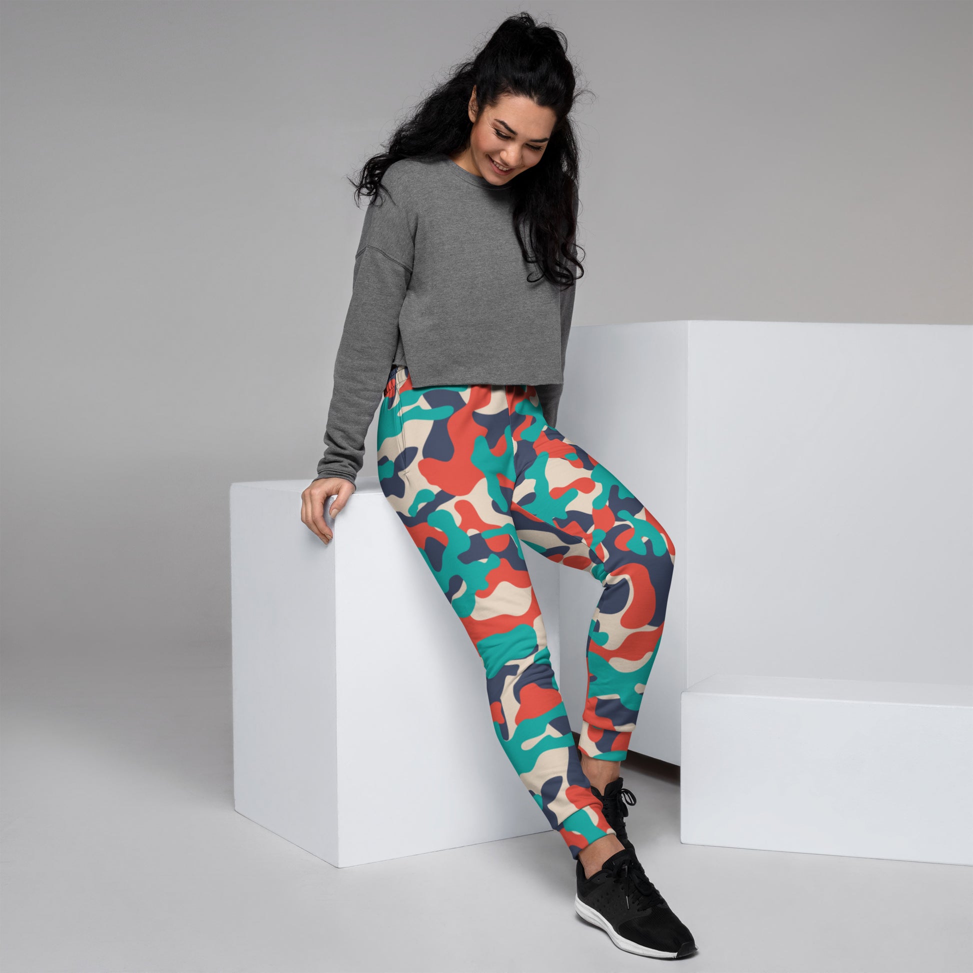 Retro mint and red camouflage Women's Joggers - XS - Sport Finesse