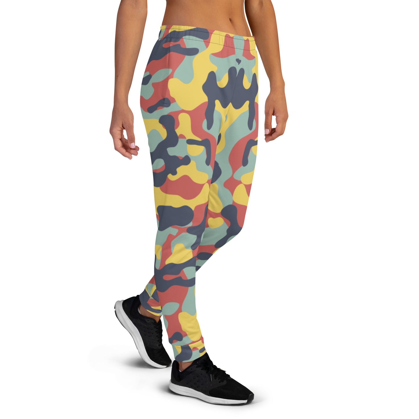 Blue and Yellow retro camouflage Women's Joggers - Sport Finesse