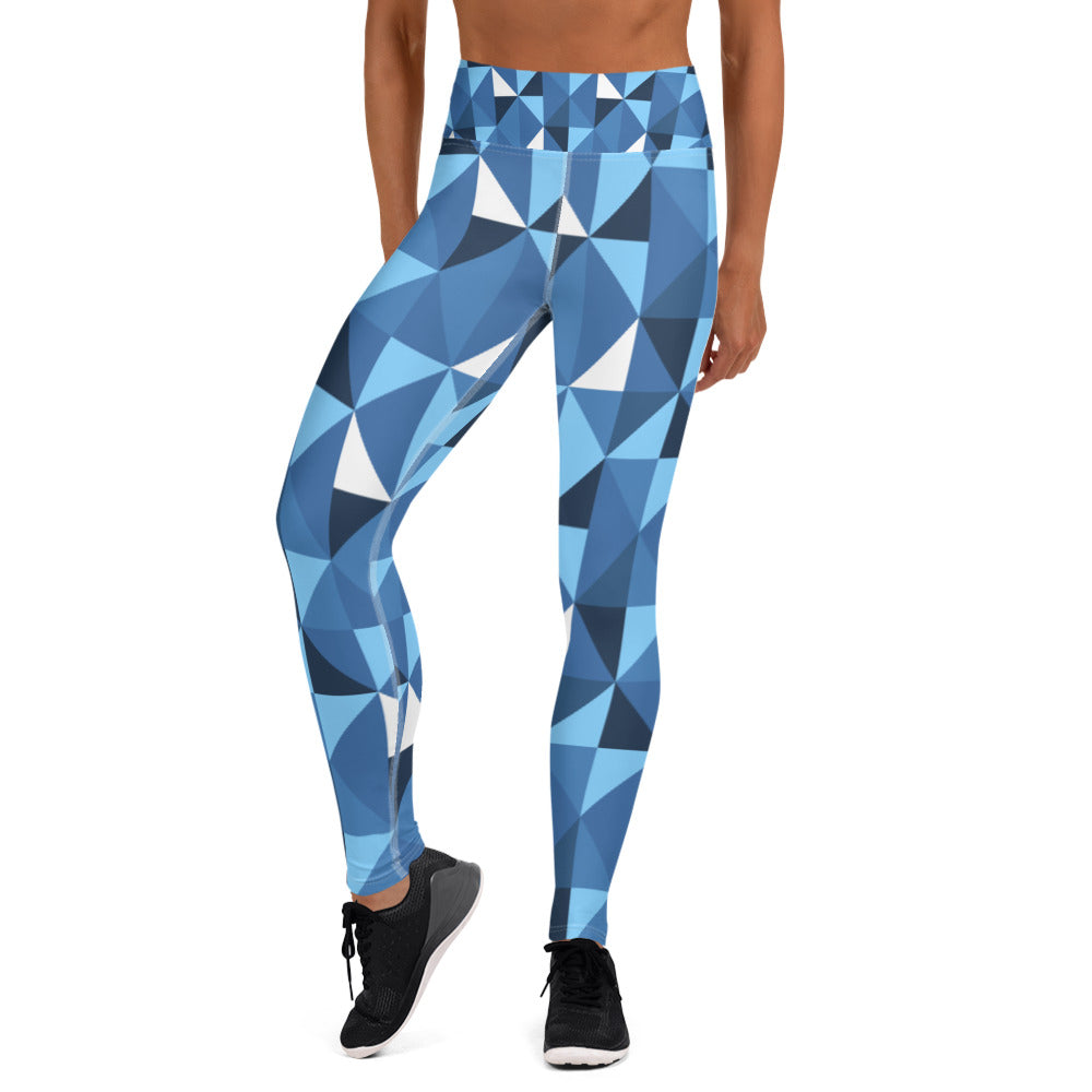 Blue Abstract Yoga Leggings - XS - Sport Finesse