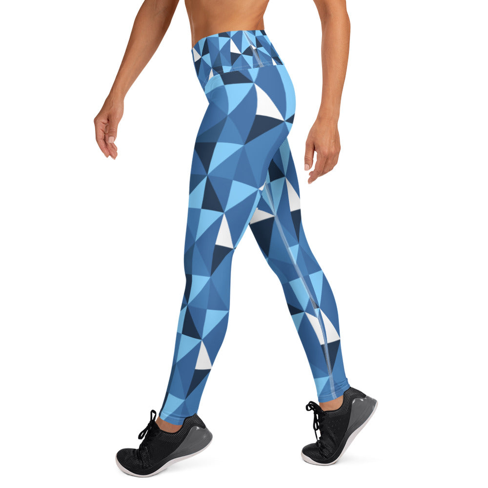 Blue Abstract Yoga Leggings - Sport Finesse
