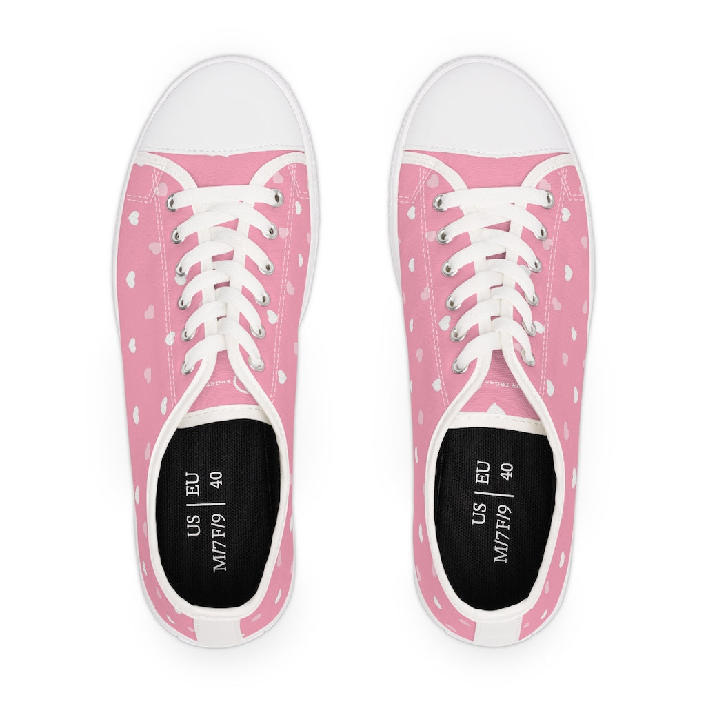 Pink Hearts Women's Low Top Sneakers - US 5.5 - Sport Finesse