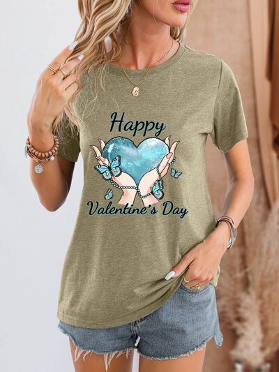 HAPPY VALENTINE'S DAY Round Neck Short Sleeve T-Shirt