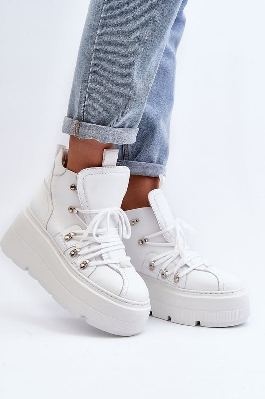 White Spring Style Natural Leather Trainers
