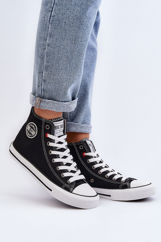 Classic High-Top WHT-BLK Canvas Sneakers