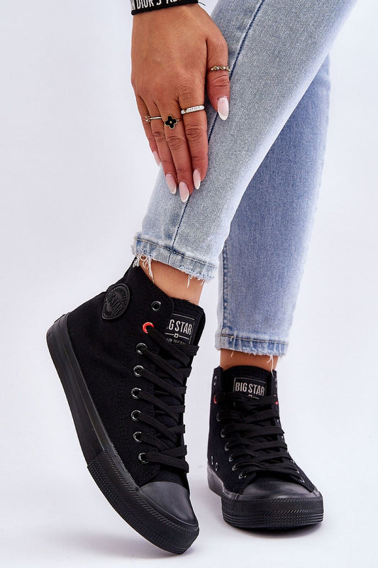 Classic High-Top Black Canvas Sneakers - US 5.5 - Sport Finesse
