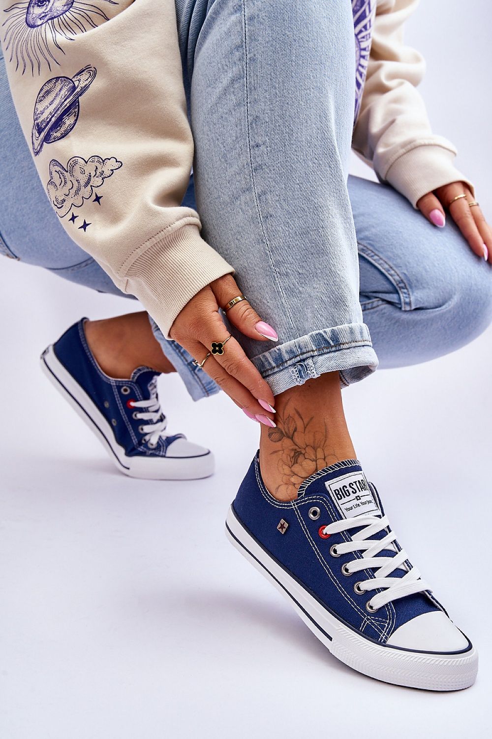 Classic White-Blue Step in style Sneakers