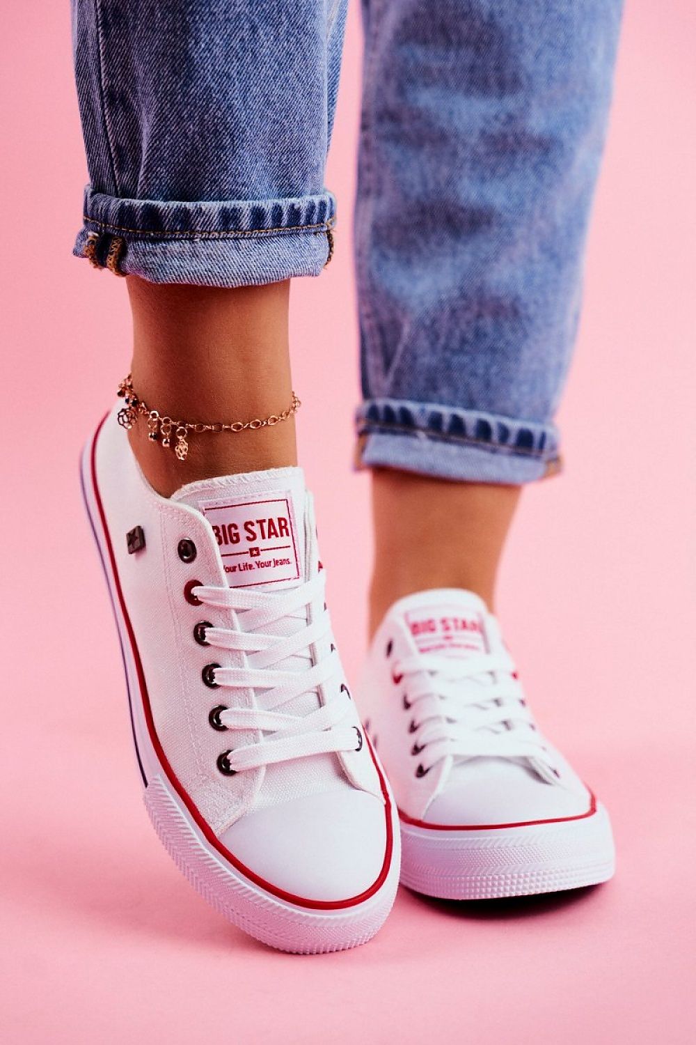 Classic White-Red Step in style Sneakers