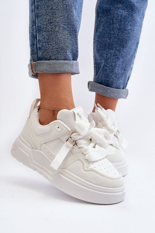 White Fashion Classic Laced Sneakers