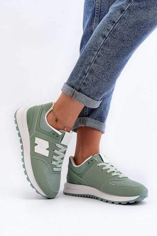 Green Eco Leather and Textile Trainers