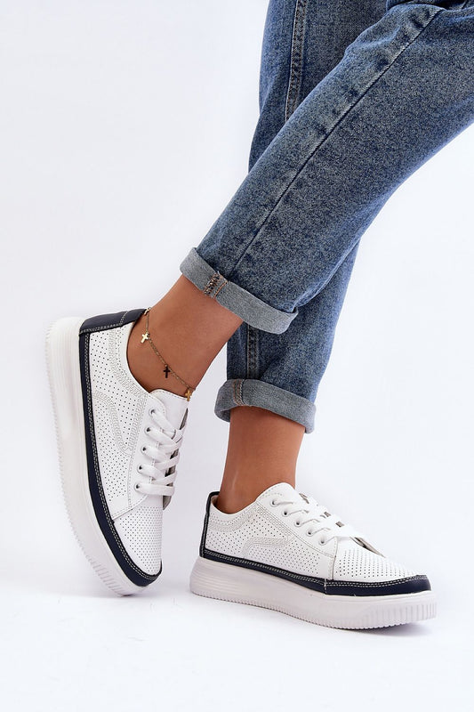 White Black Everyday Natural Leather Trainers
