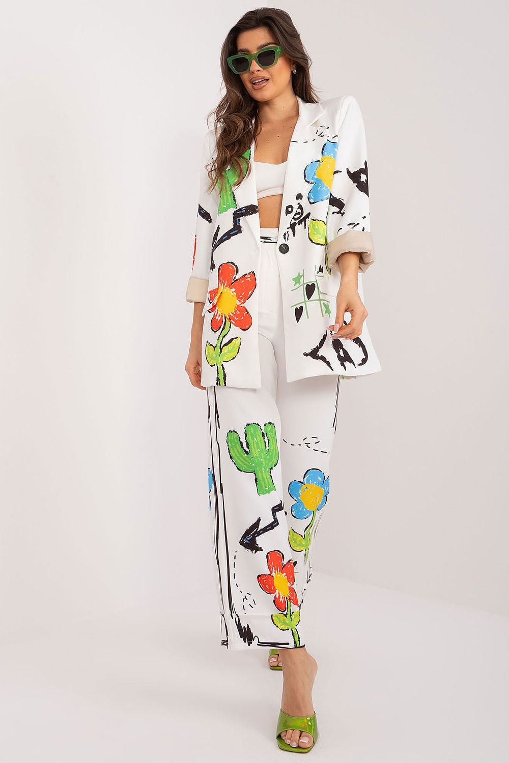 Chic Serenity Printed Suit Ensemble