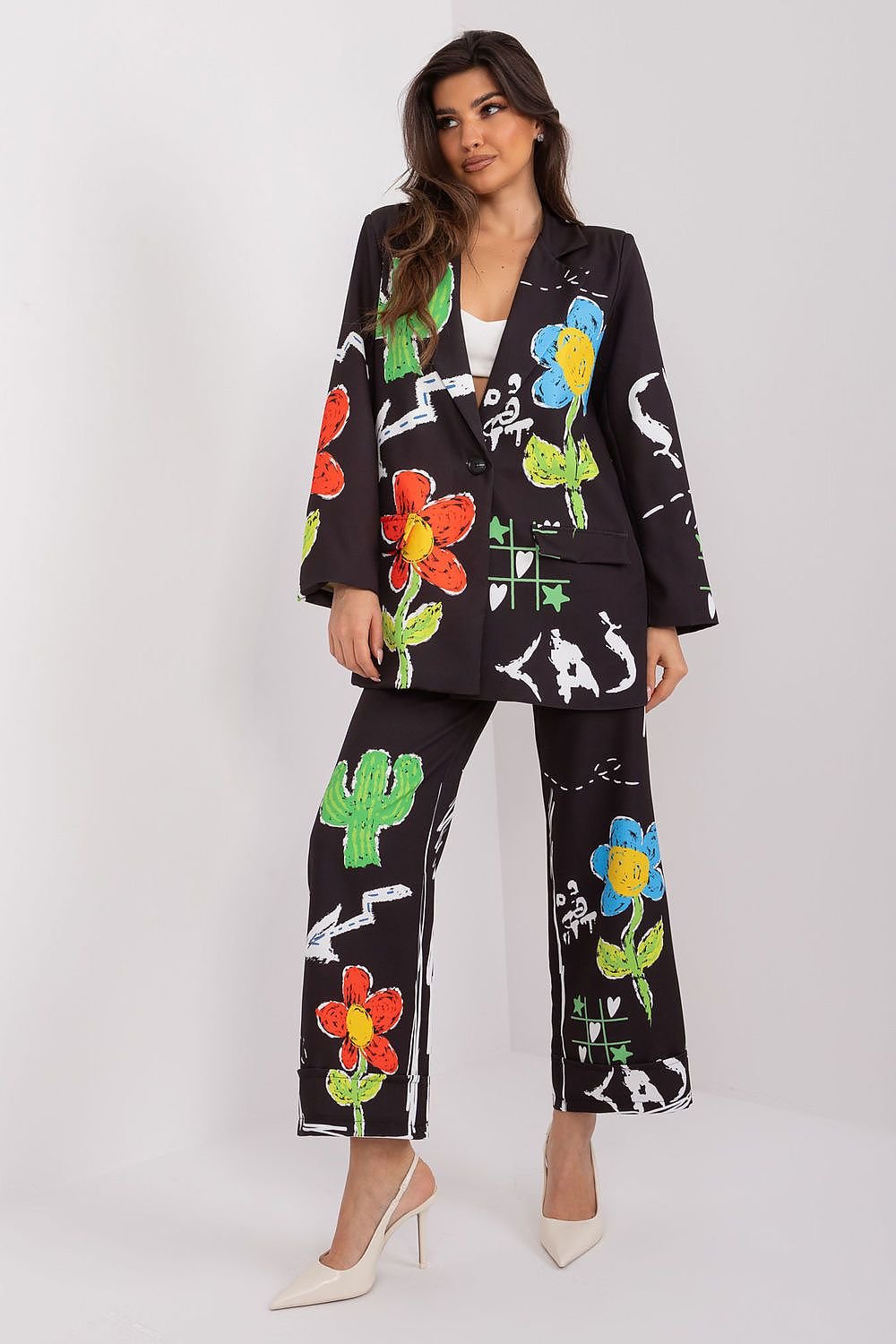 Chic Serenity Printed Suit Ensemble