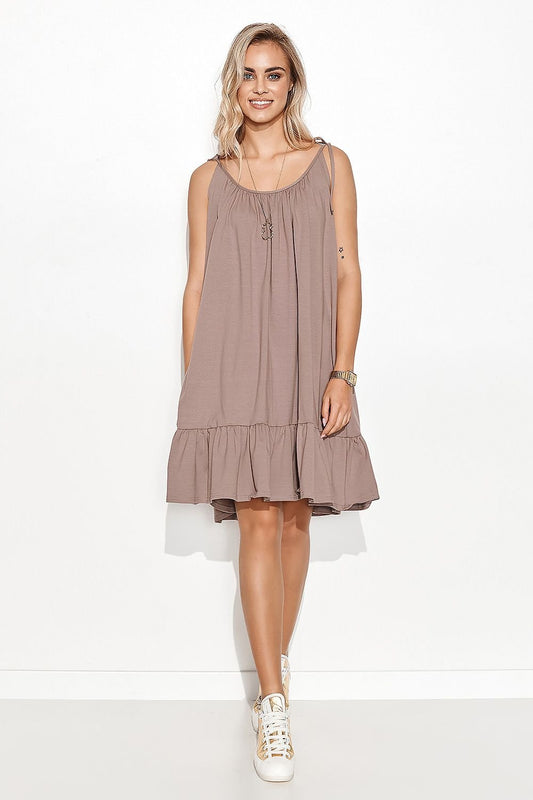 Whimsy Frill Casual Chic Dress - Brown / one-size-fits-all - Sport Finesse