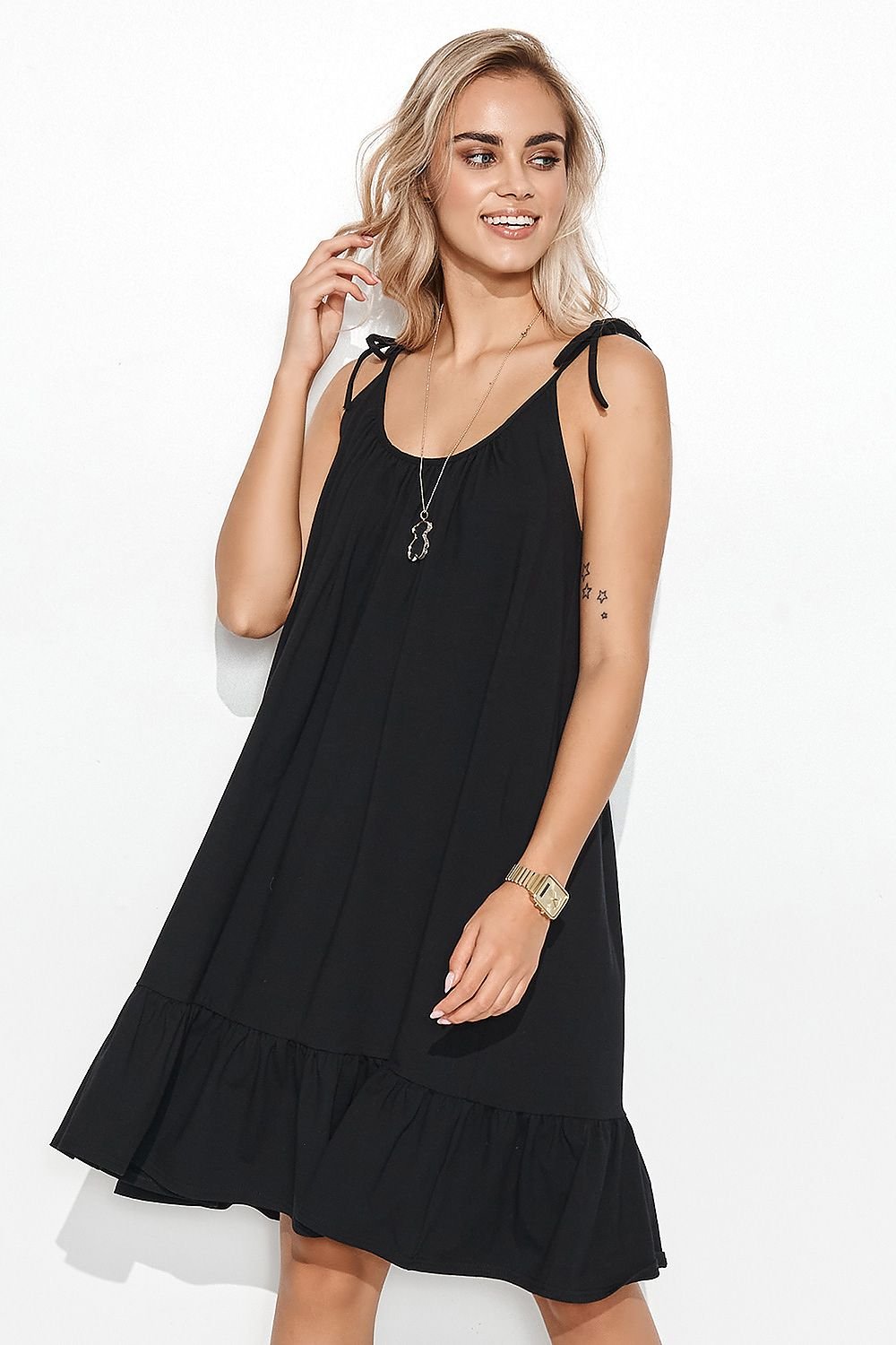 Whimsy Frill Casual Chic Dress - Black / one-size-fits-all - Sport Finesse