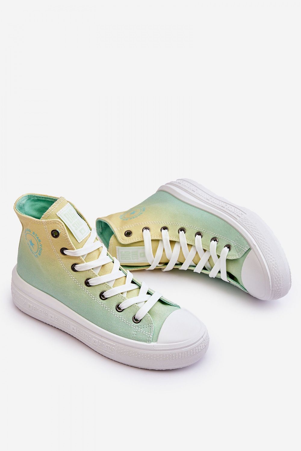 High-Top Big Star Green Gradient Sneakers