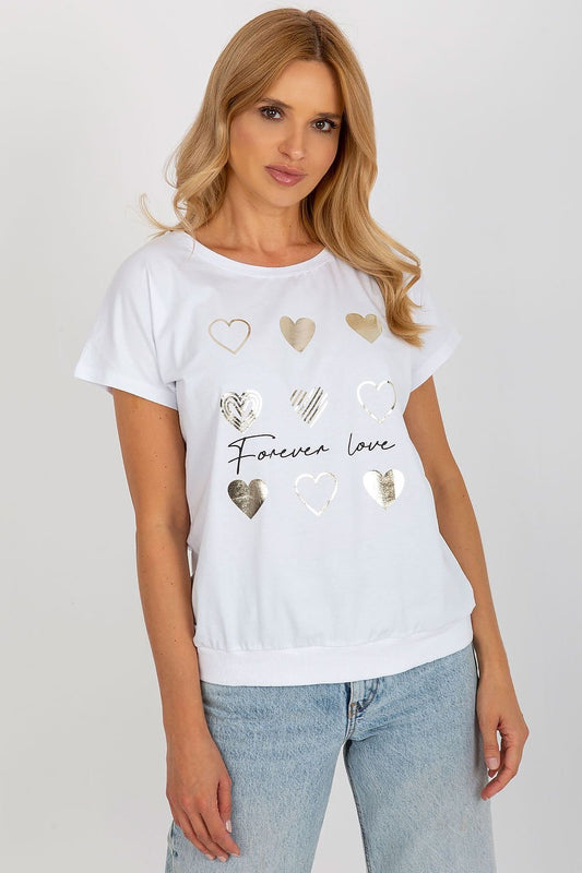 9 hearts Forever Love Print White Tee