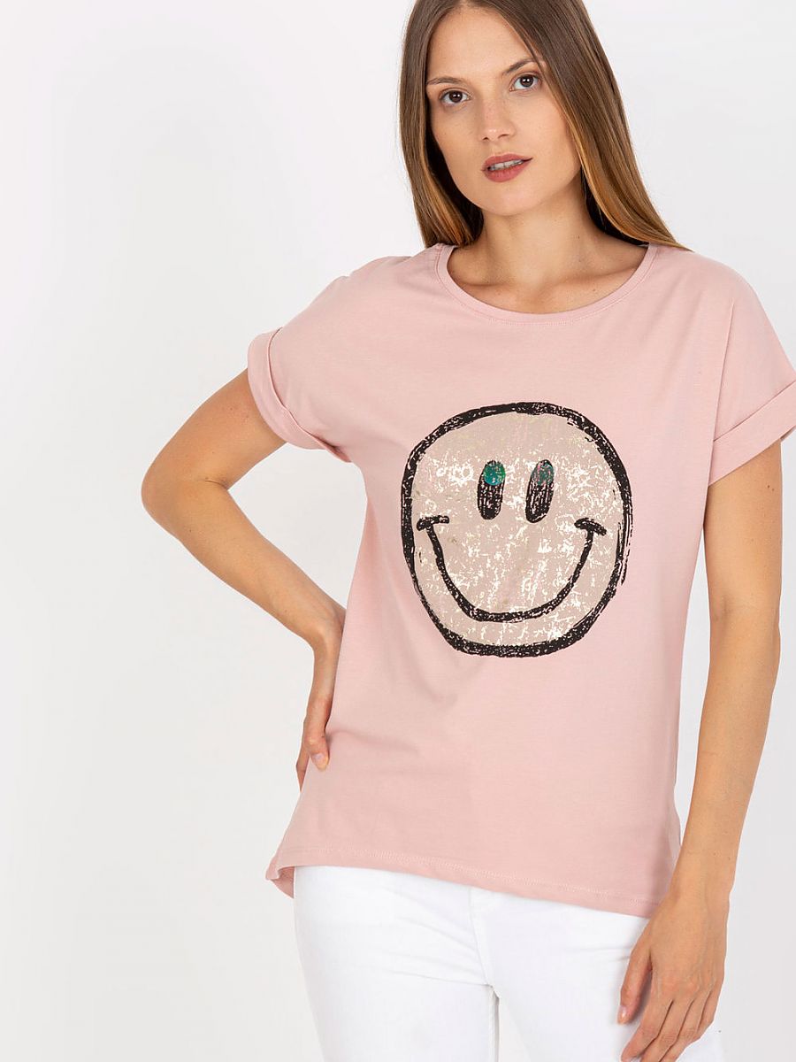 Smiley Print Short Sleeve T-shirt