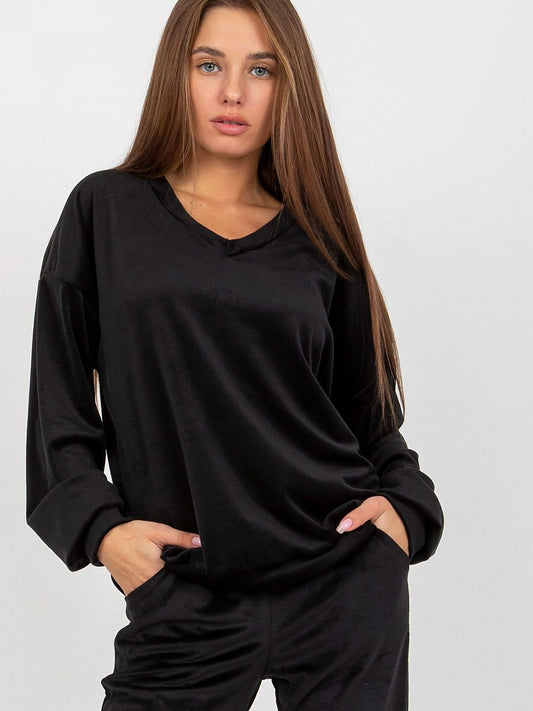 Velour Long Sleeves Blk Sweatshirt