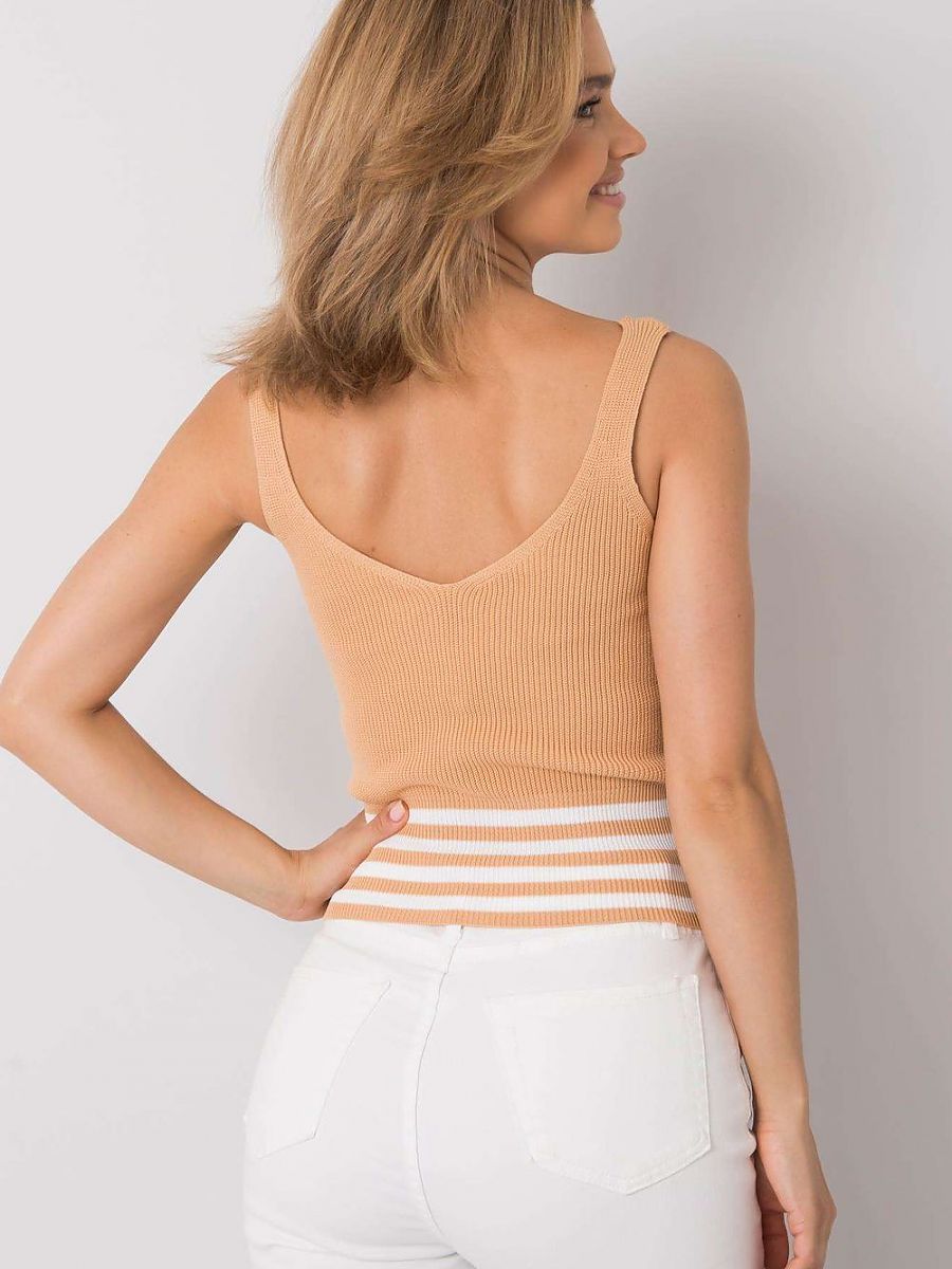 Calben Beige Knit Tank Tops