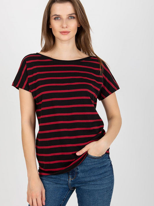 Red & Black Stripe Short Sleeves T-shirt