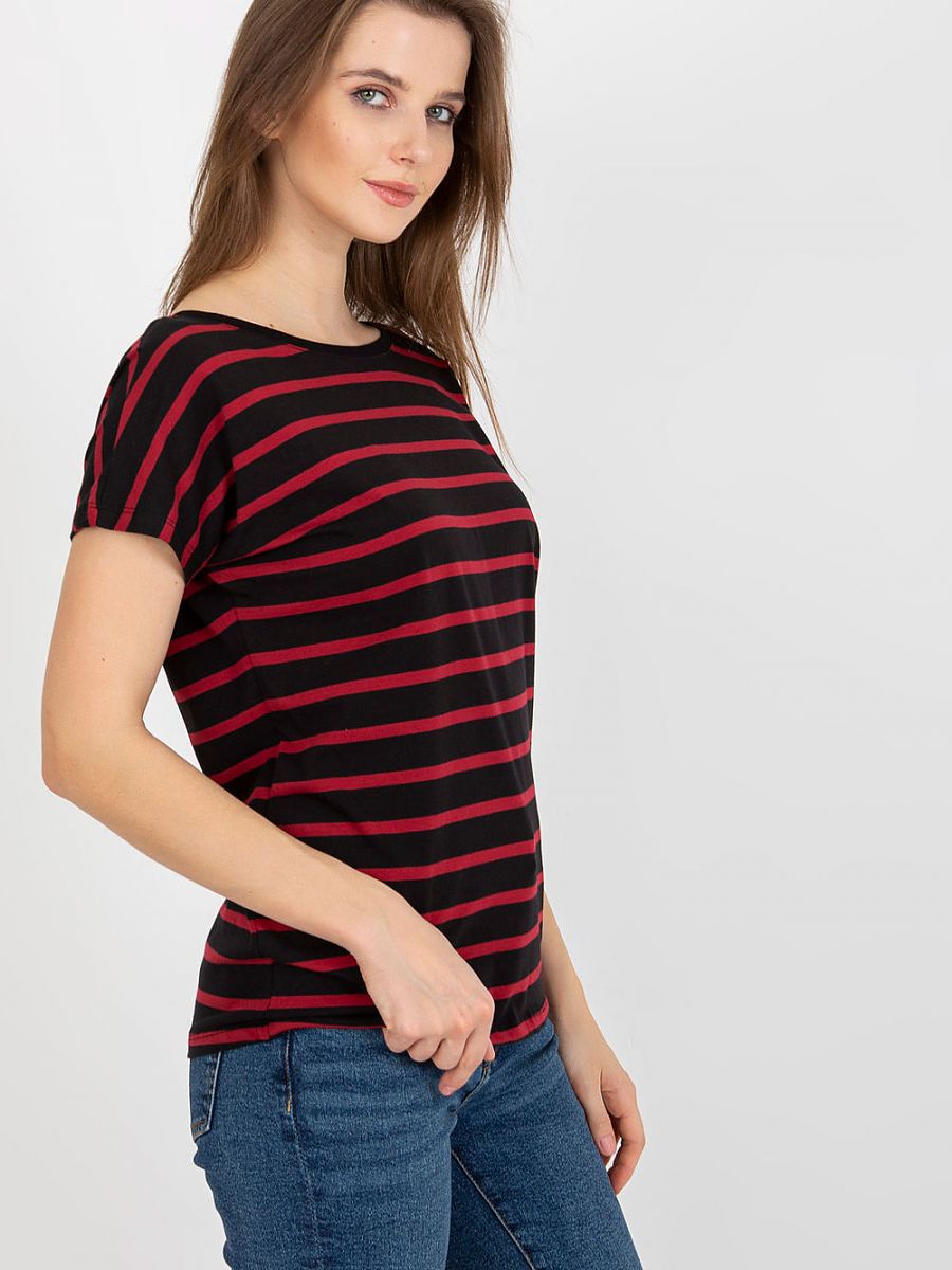 Red & Black Stripe Short Sleeves T-shirt