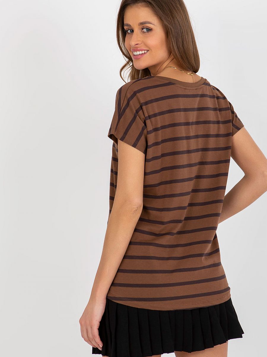 Black & Brown Stripe V-Neck T-shirt
