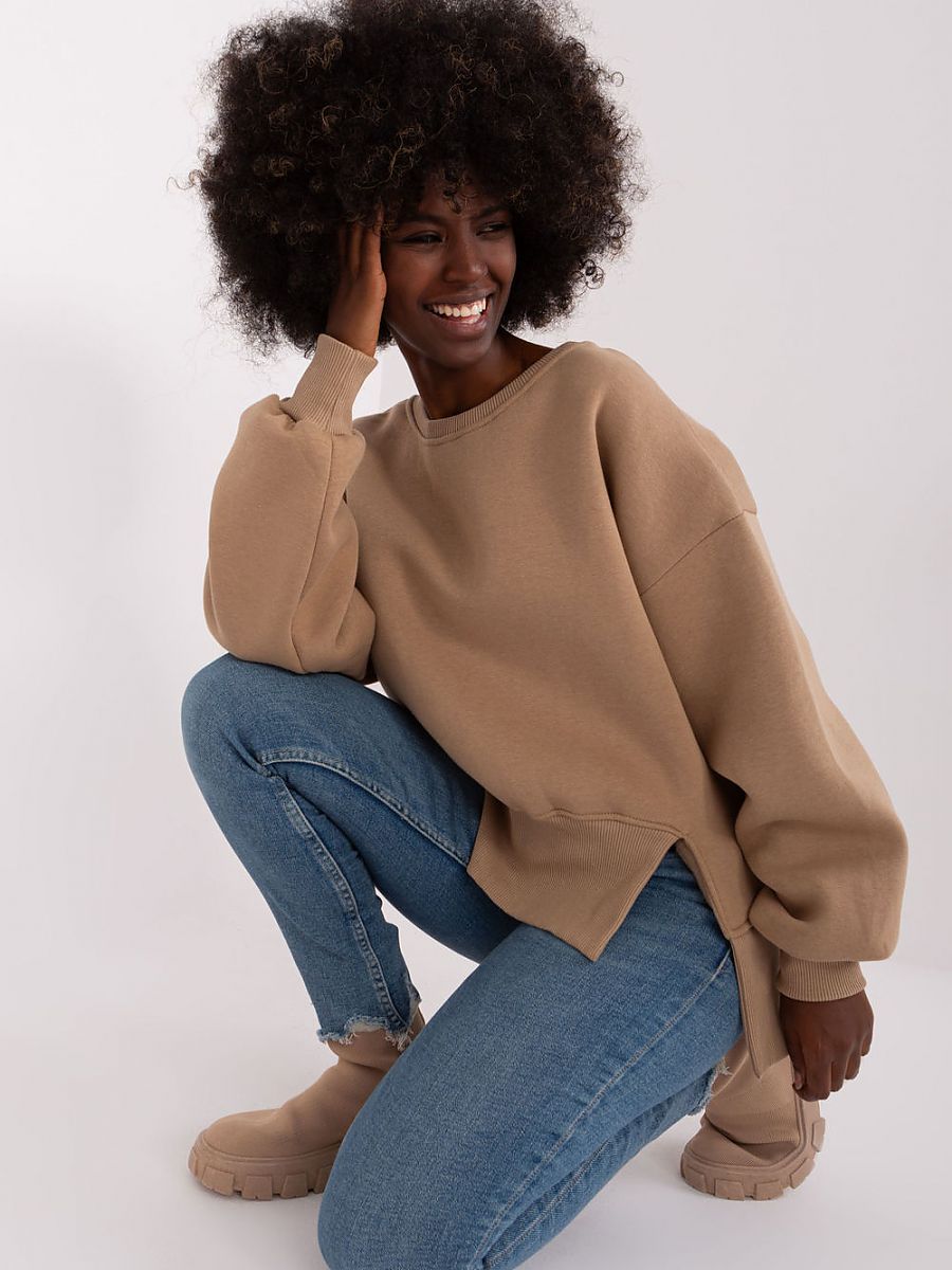 Sleek & Snug: Fashionable Everyday Brown Sweatshirt