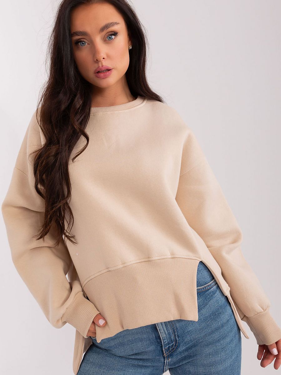 Sleek & Snug: Fashionable Everyday Beige Sweatshirt