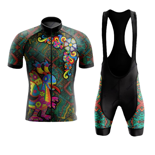 Mexican Fashion Summer Cycling Suit - MC Dragon Print Bib Set / XS - Sport Finesse