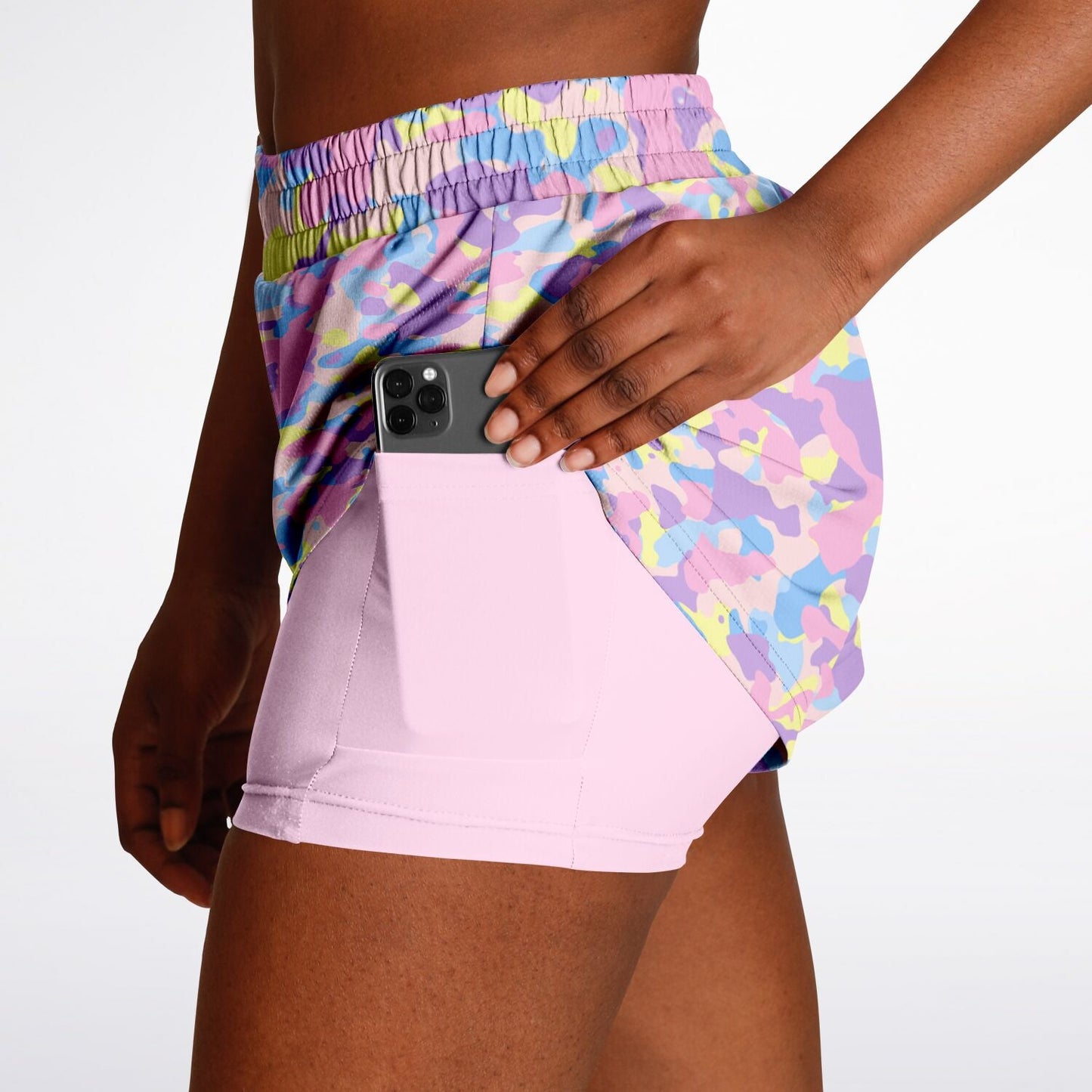 Pastel Camouflage Womens 2-in-1 Shorts - Sport Finesse
