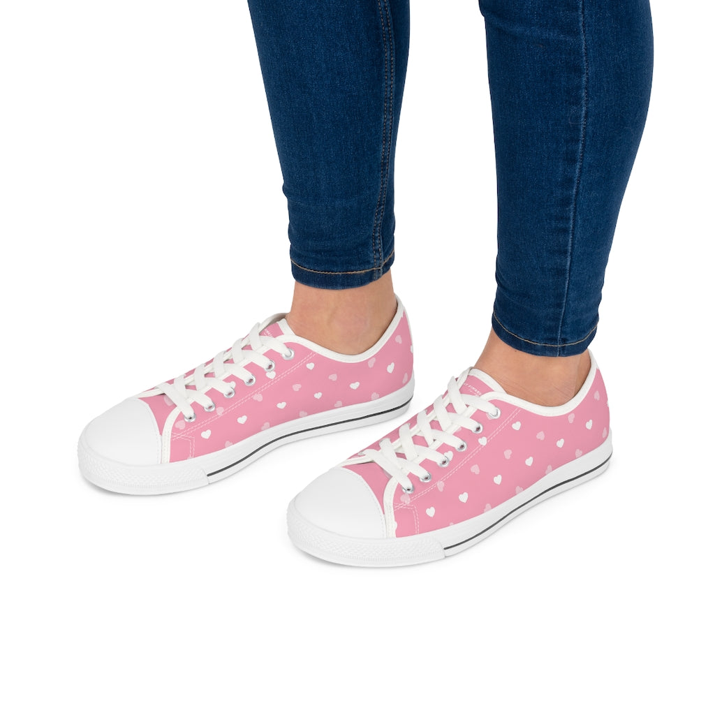 Pink Hearts Women's Low Top Sneakers - Sport Finesse
