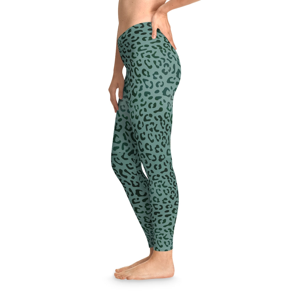 Mid Waist Leopard Camouflage Print Fitness Leggings_Green - Sport Finesse