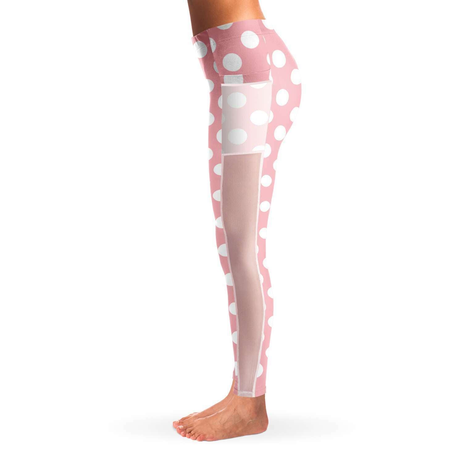 Pink Dots Mesh Pocket Sports Leggings - Sport Finesse