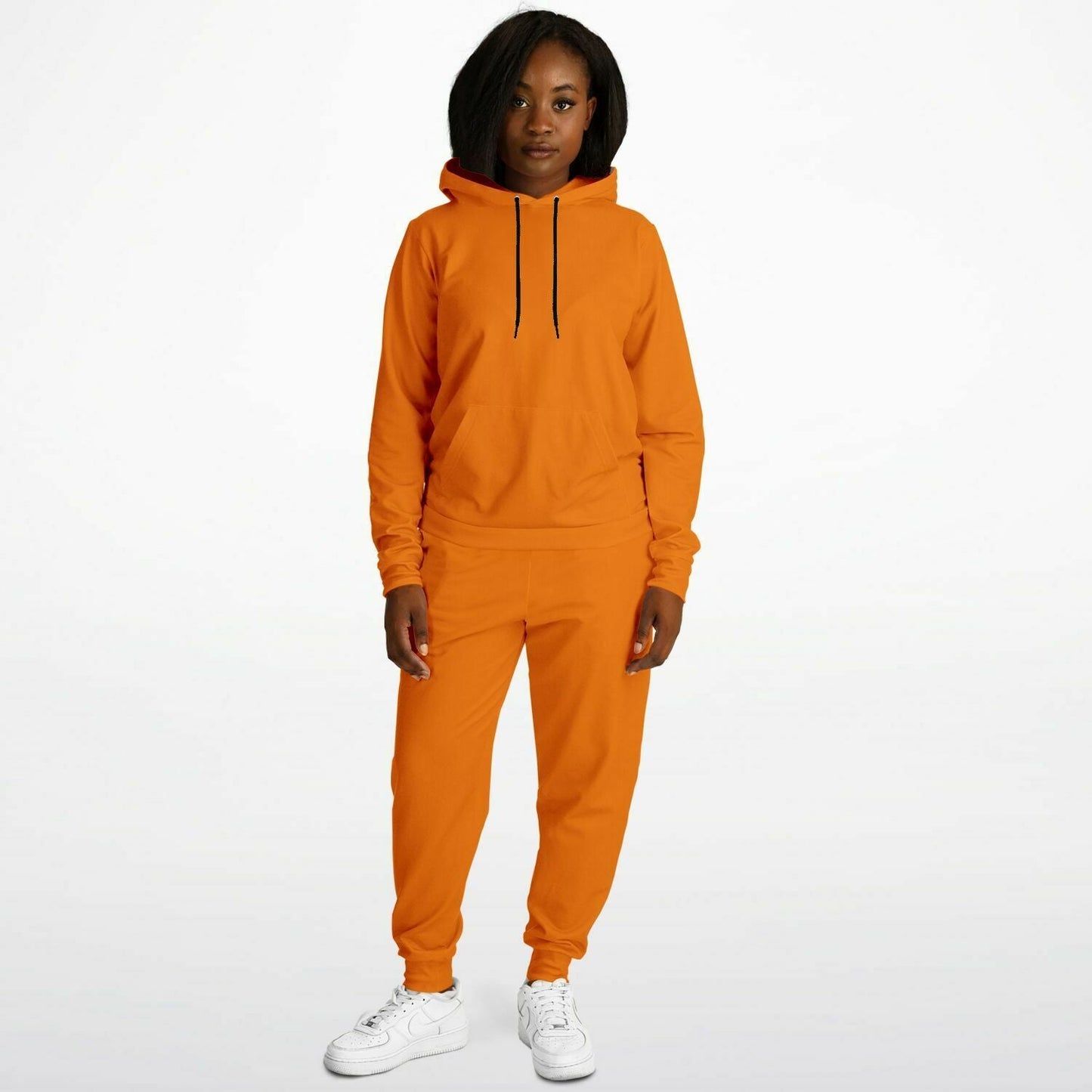 Solid Orange Women's Hoodie and Jogger Set - Sport Finesse