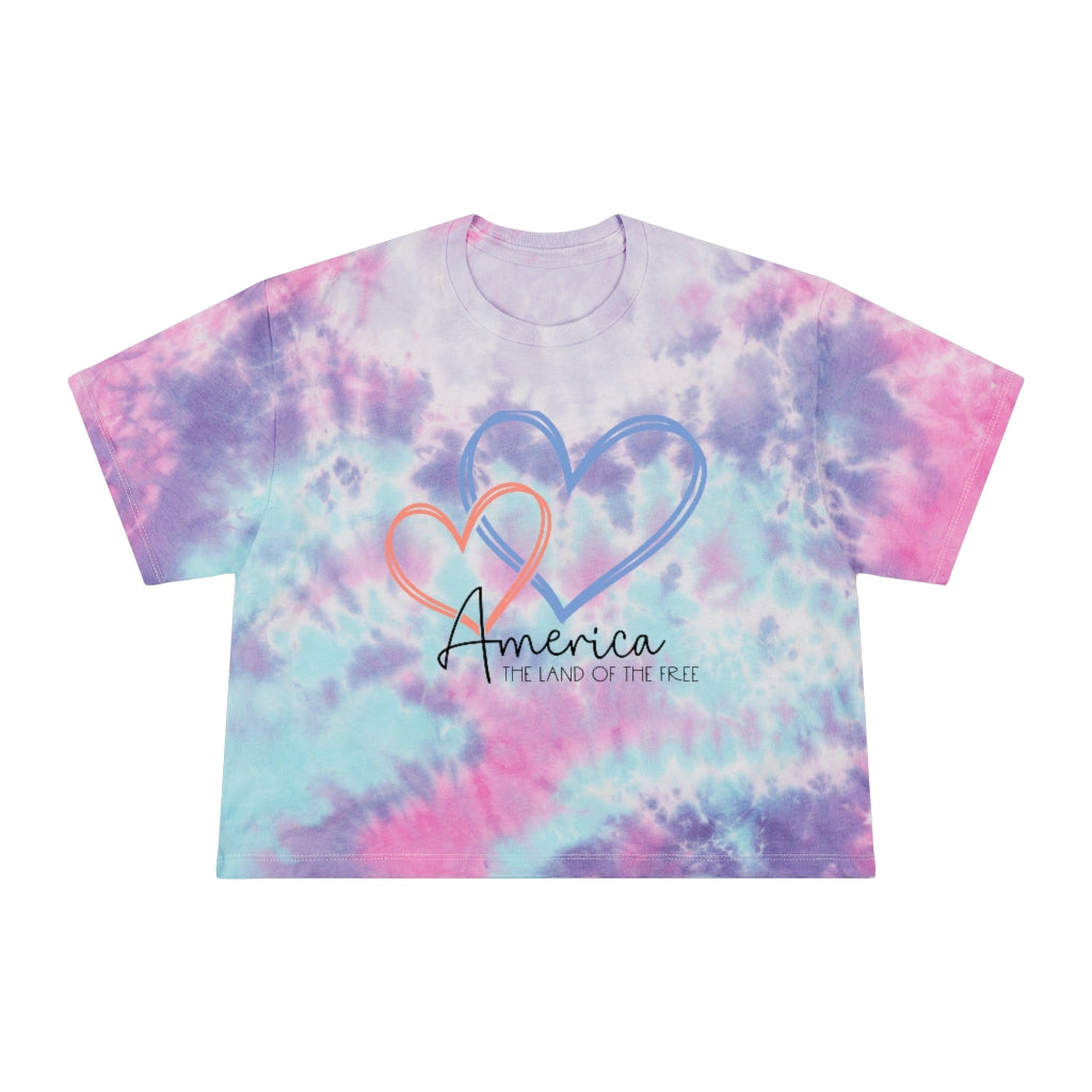 America the land of Women's Tie-Dye Crop Tee - Cotton Candy / XS - Sport Finesse