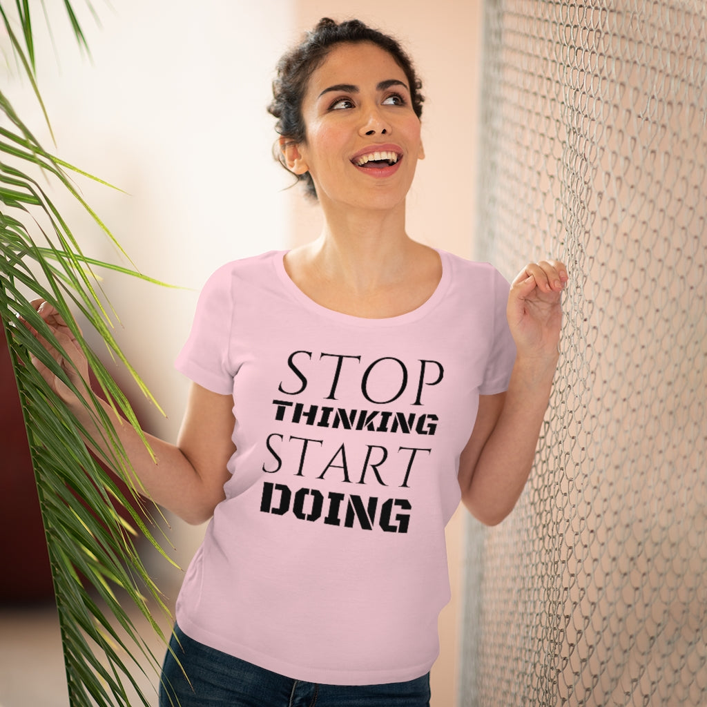 Stop Thinking Start Doing Organic Women's T-shirt - Cotton Pink / L - Sport Finesse