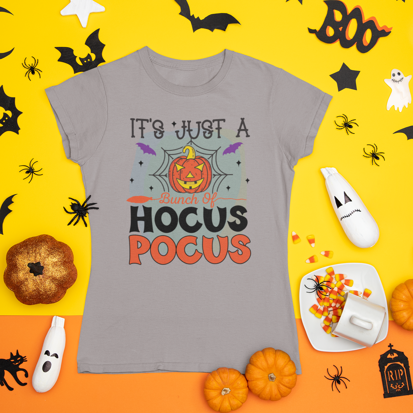 Hocus Pocus Halloween Short Sleeve T-Shirt - Athletic Heather / S - Sport Finesse