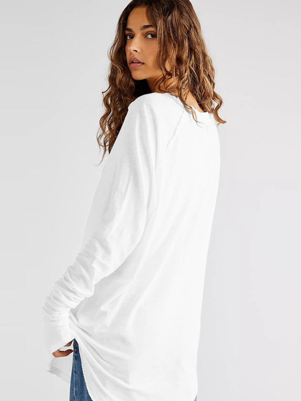 Round Neck Pullover Long Sleeve Loose Top