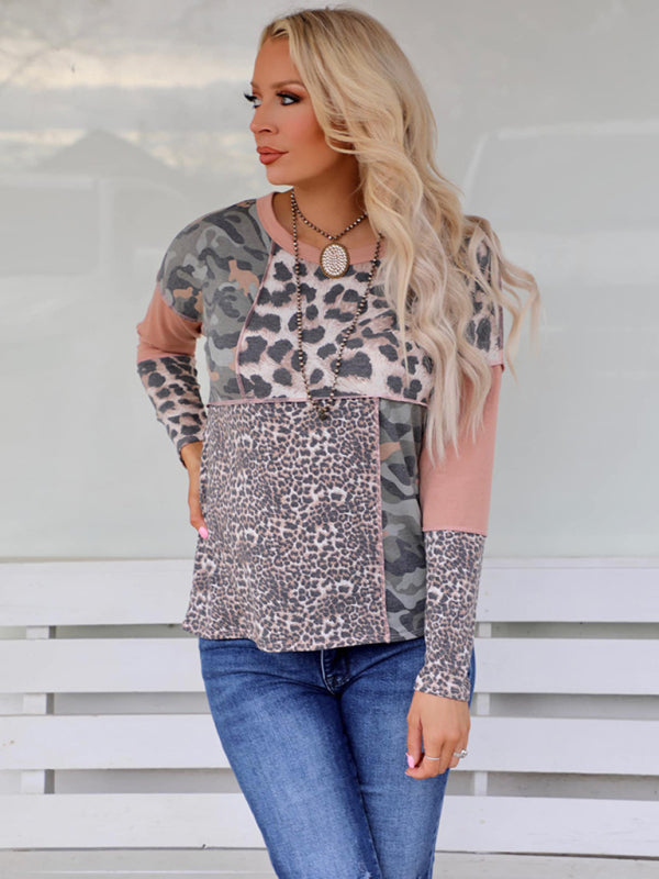 Patchwork Long Sleeve Casual Top