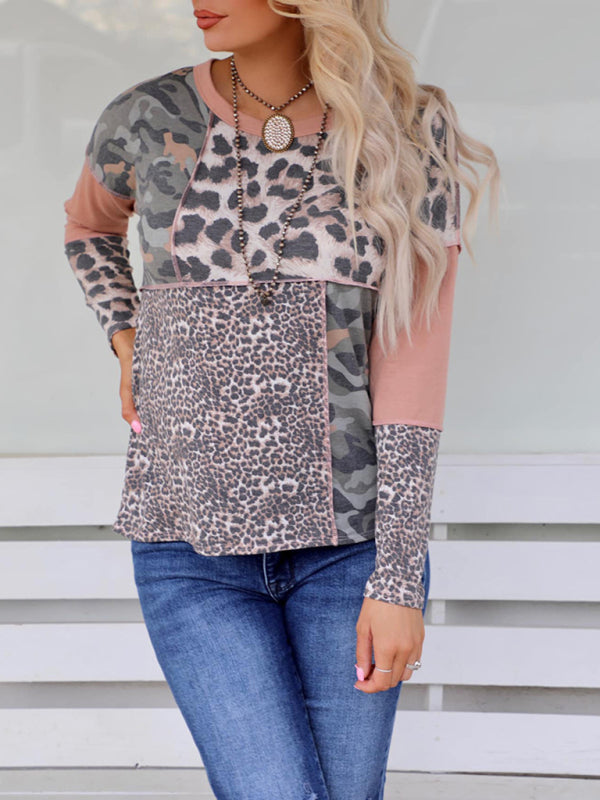 Patchwork Long Sleeve Casual Top