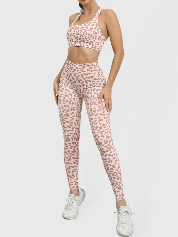 Leopard Print Sports Suit High Waist Fitness Clothes