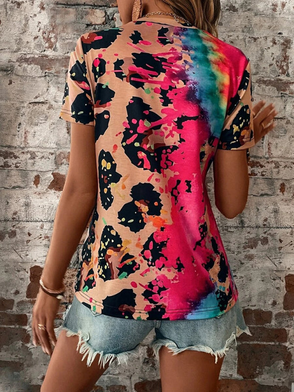 Leopard Printed Round Neck T-Shirt