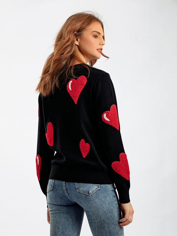 Love Flocked Round Neck Sweater
