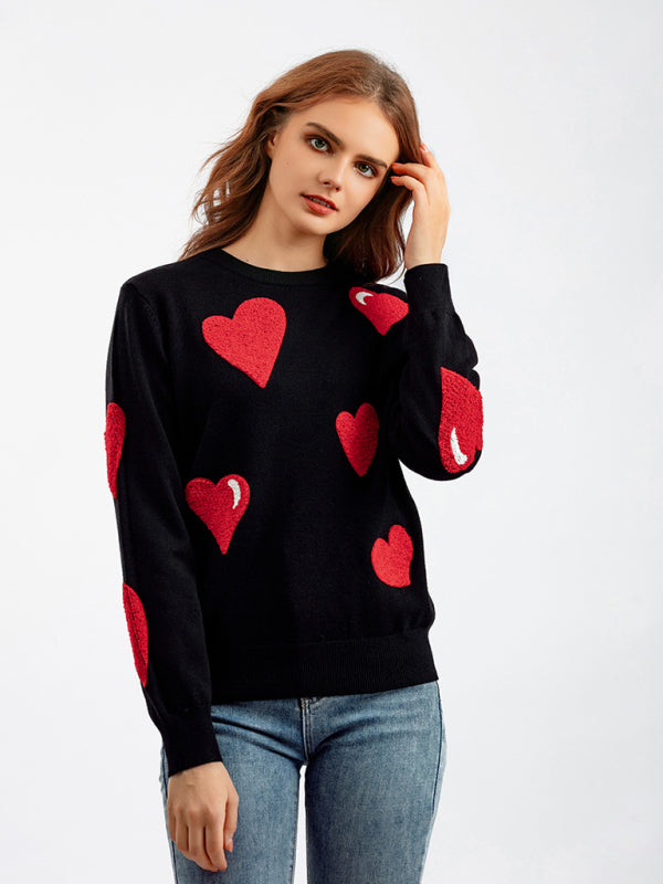 Love Flocked Round Neck Sweater