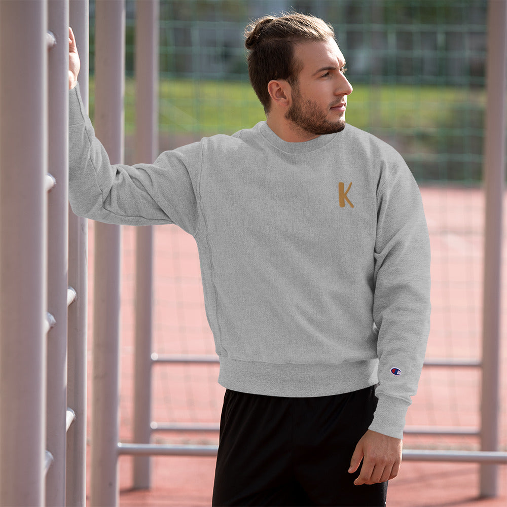 Customised Letter Embroidery Champion Sweatshirt - Oxford Grey Heather / S - Sport Finesse