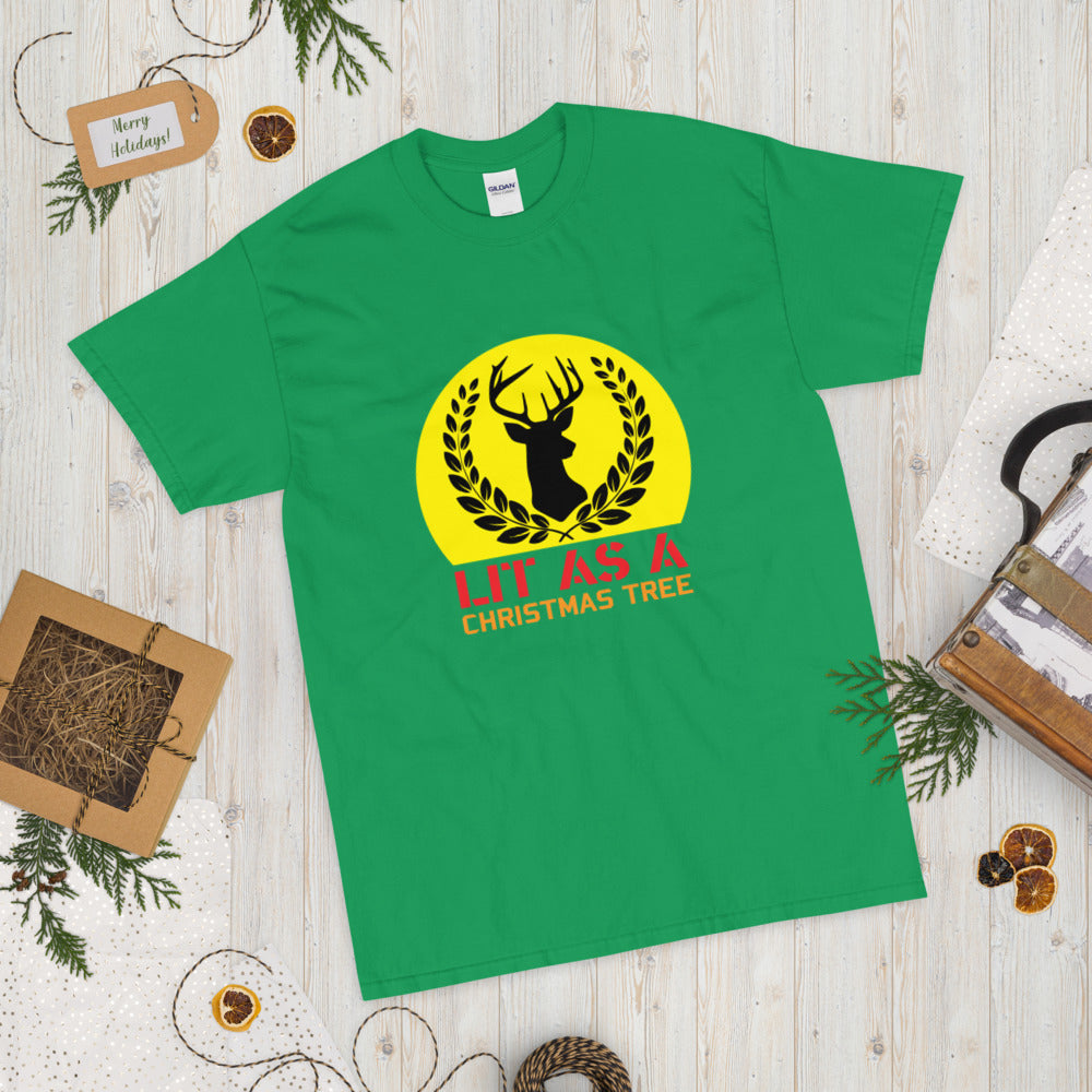Lit as Christmas Tree Men's T-Shirt - Irish Green / S - Sport Finesse