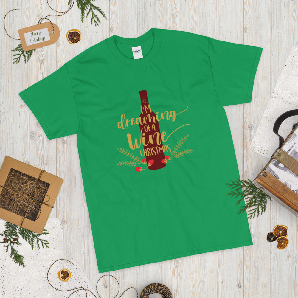 Dreaming of Wine Christmas Men's T-Shirt - Irish Green / S - Sport Finesse
